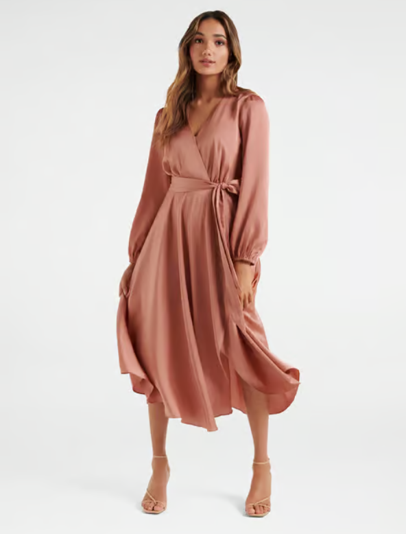 Rosé Midi Wrap Dress