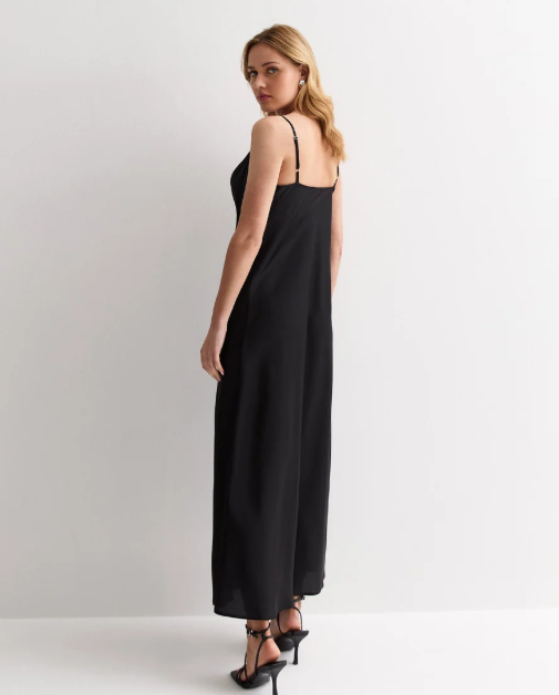 Noir Satin Slip Dress image 3