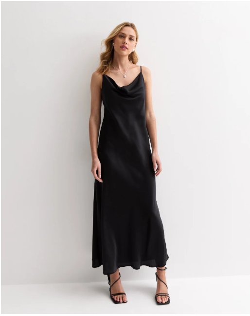 Noir Satin Slip Dress image 4